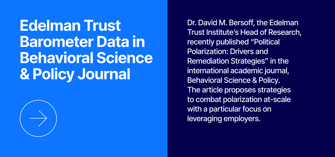 Edelman Trust Barometer Data in Behavioral Science & Policy Journal